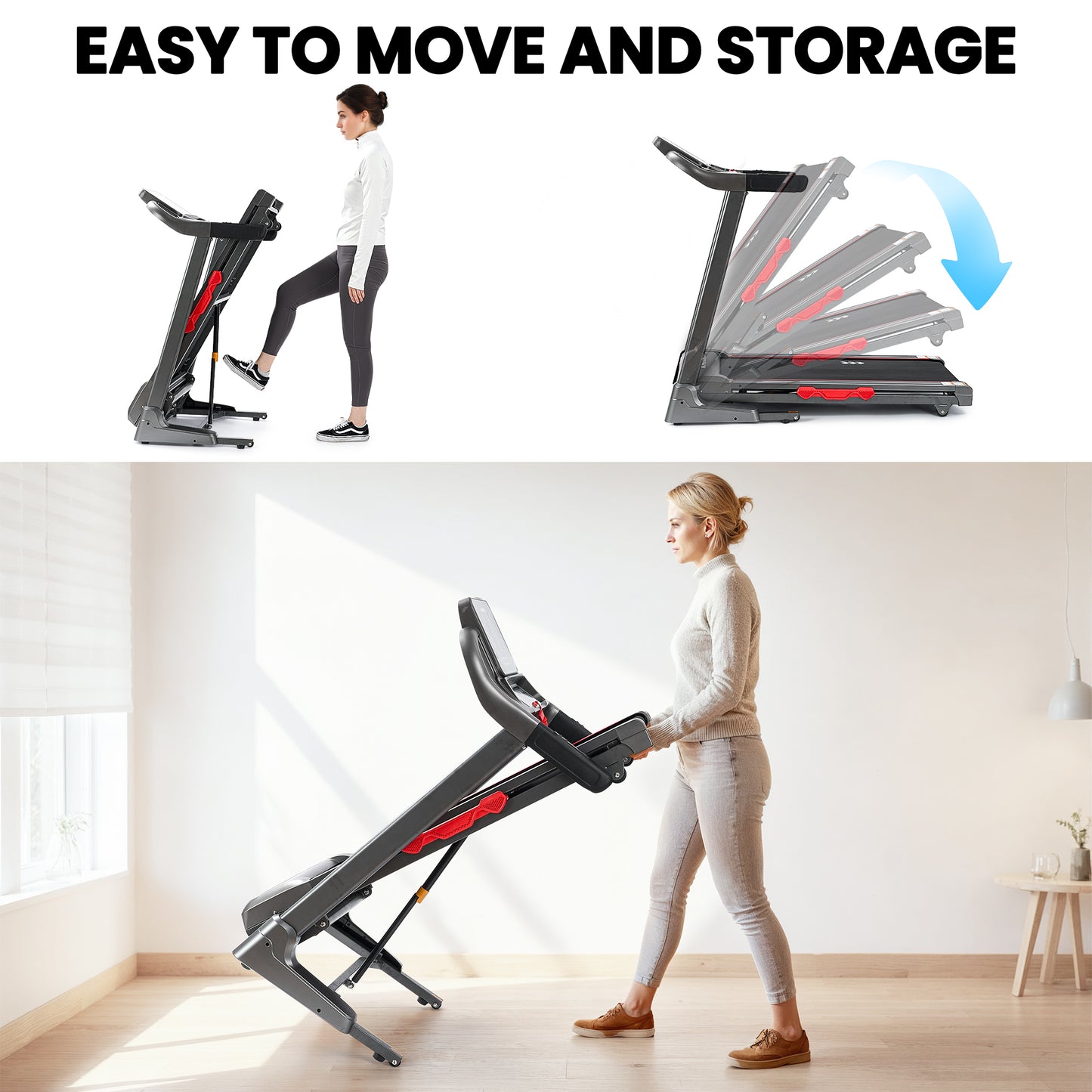 MaxKare 15 Level Auto Incline Treadmill, 3.0HP Folding Treadmill for Home with Bluetooth/Zwift App, Running and Walking Max 9MPH Speed, 286lb Capacity
