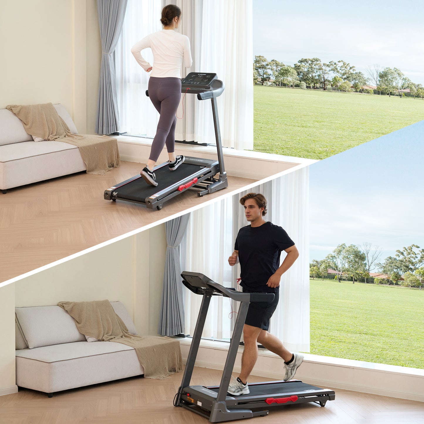 MaxKare 15 Level Auto Incline Treadmill, 3.0HP Folding Treadmill for Home with Bluetooth/Zwift App, Running and Walking Max 9MPH Speed, 286lb Capacity