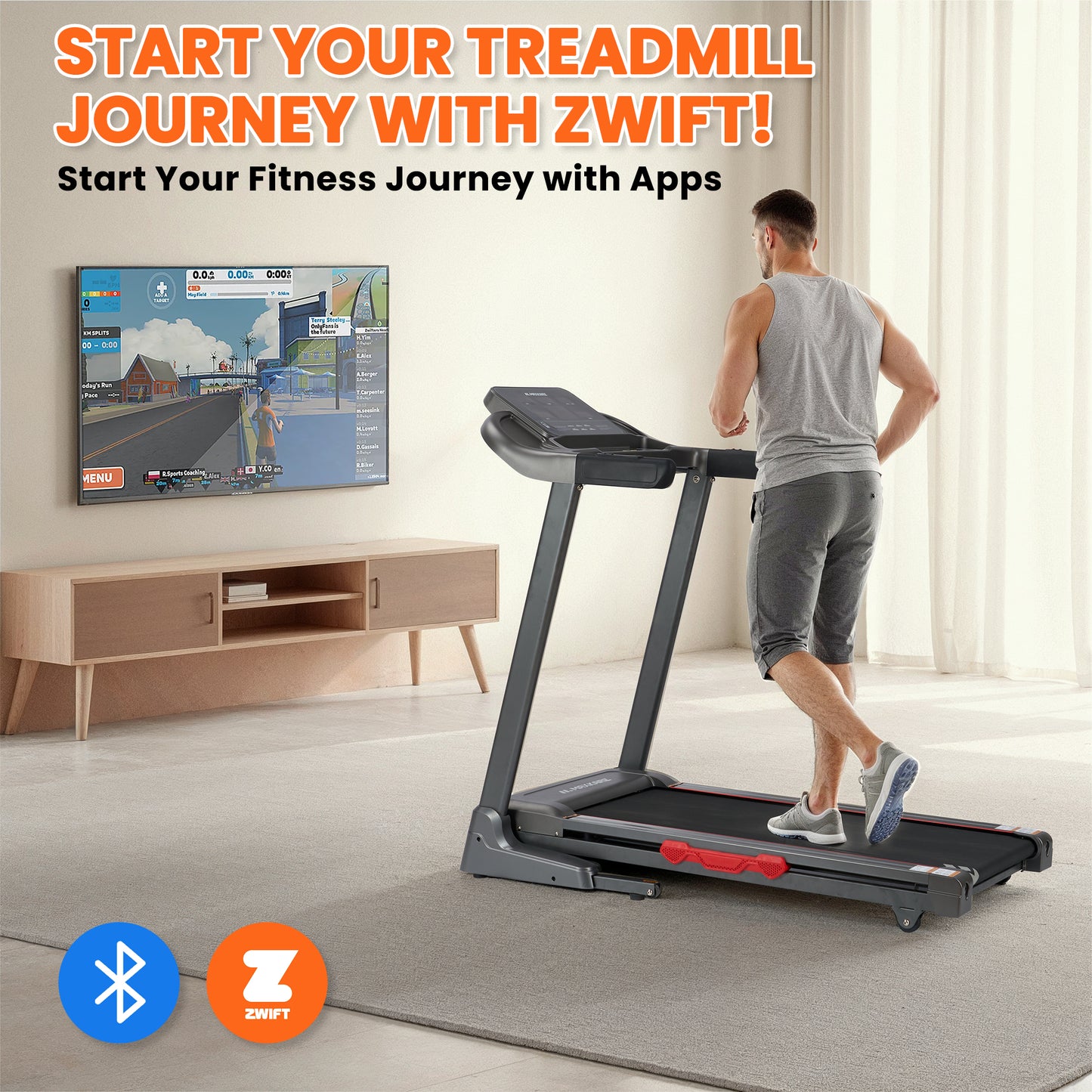 MaxKare 15 Level Auto Incline Treadmill, 3.0HP Folding Treadmill for Home with Bluetooth/Zwift App, Running and Walking Max 9MPH Speed, 286lb Capacity