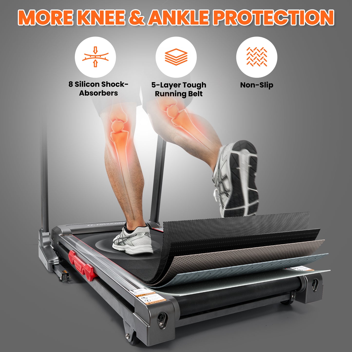 MaxKare 15 Level Auto Incline Treadmill, 3.0HP Folding Treadmill for Home with Bluetooth/Zwift App, Running and Walking Max 9MPH Speed, 286lb Capacity
