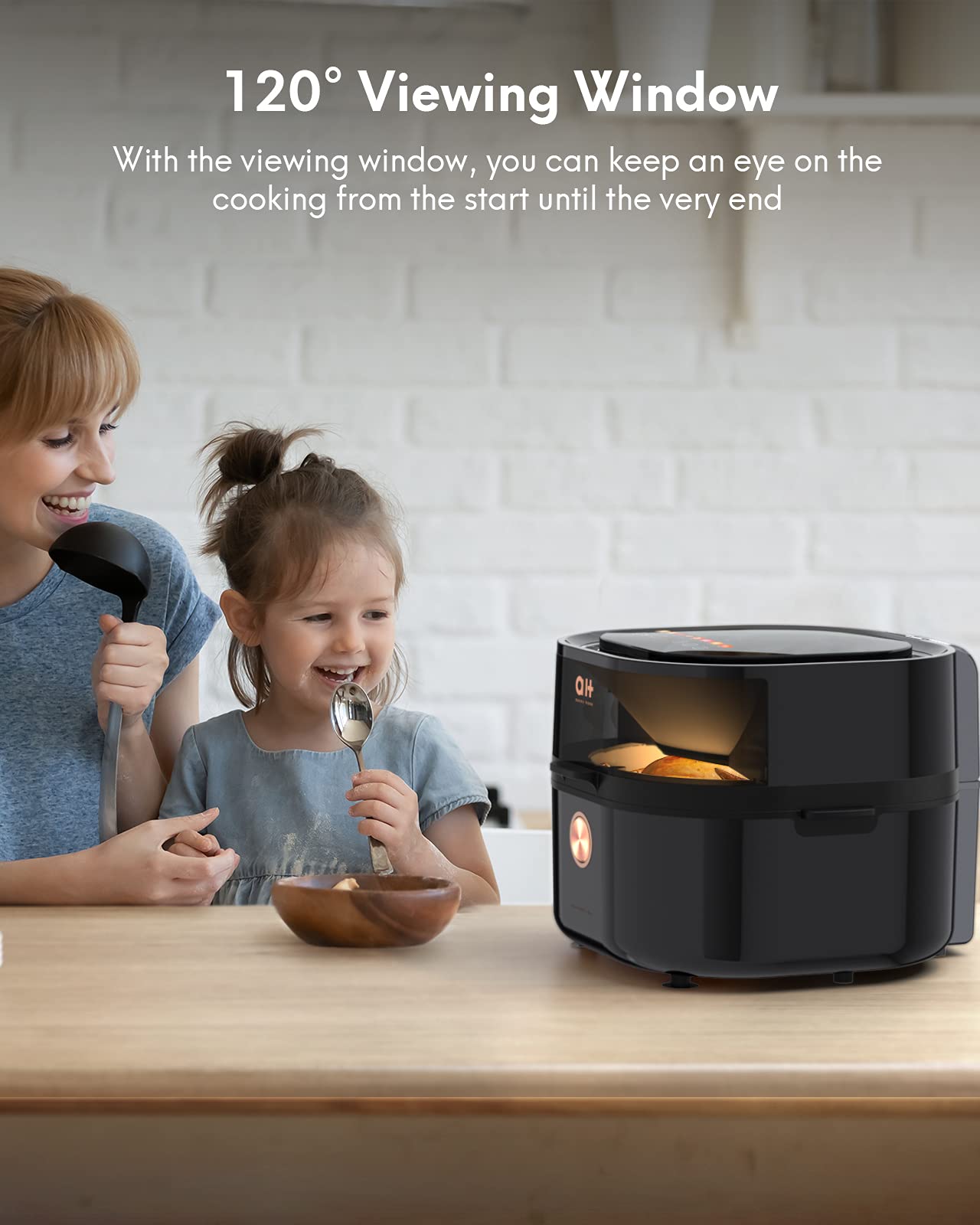 Load image into Gallery viewer, 5.8QT Air Fryer with Viewing Window, Large Capacity Oilless Air Fryer Oven with 100 Digital Cookbook, One Touch Screen for 8 Presets, Nonstick Basket, Dishwasher Safe and a Stainless Finish