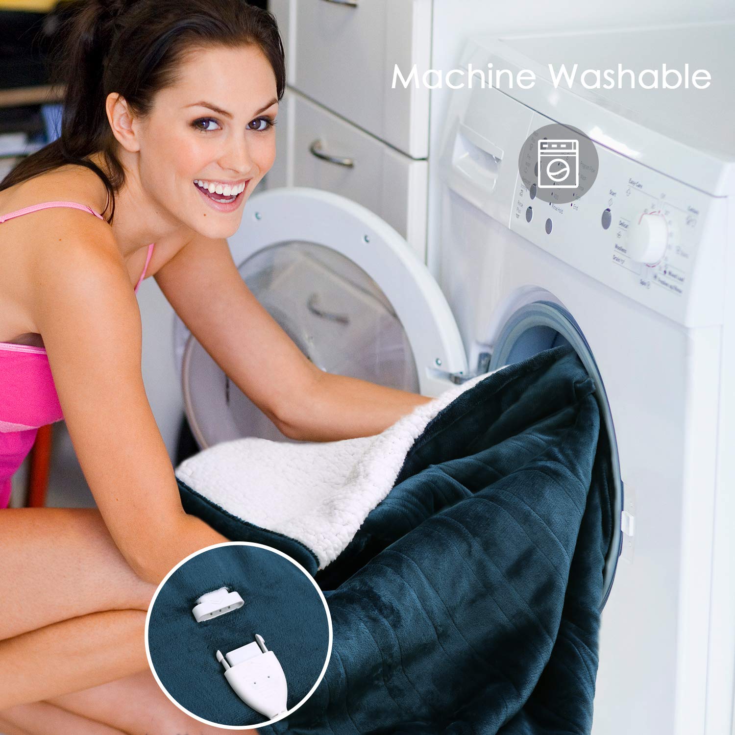 Load image into Gallery viewer, Electric Heated Blanket Twin Size 62"x 84" Flannel & Sherpa Reversible Blanket for Full Body with 10 Hours Auto Off & 4 Heat Settings, Fast Heating and Machine Washable, Home Office Use