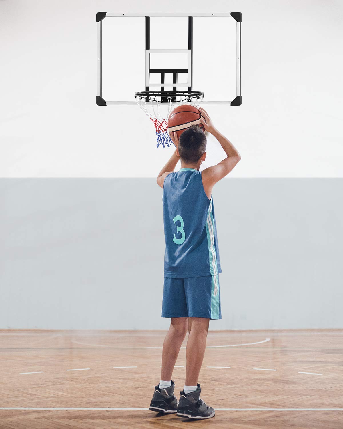 Load image into Gallery viewer, MaxKare 44 In. Basketball Backboard with Wall-Mount Hoops and Goals Rim Combo Kit and Shatterproof Polycarbonate Board and All-Steel Rustproof Frame and for Standard No.7 Balls
