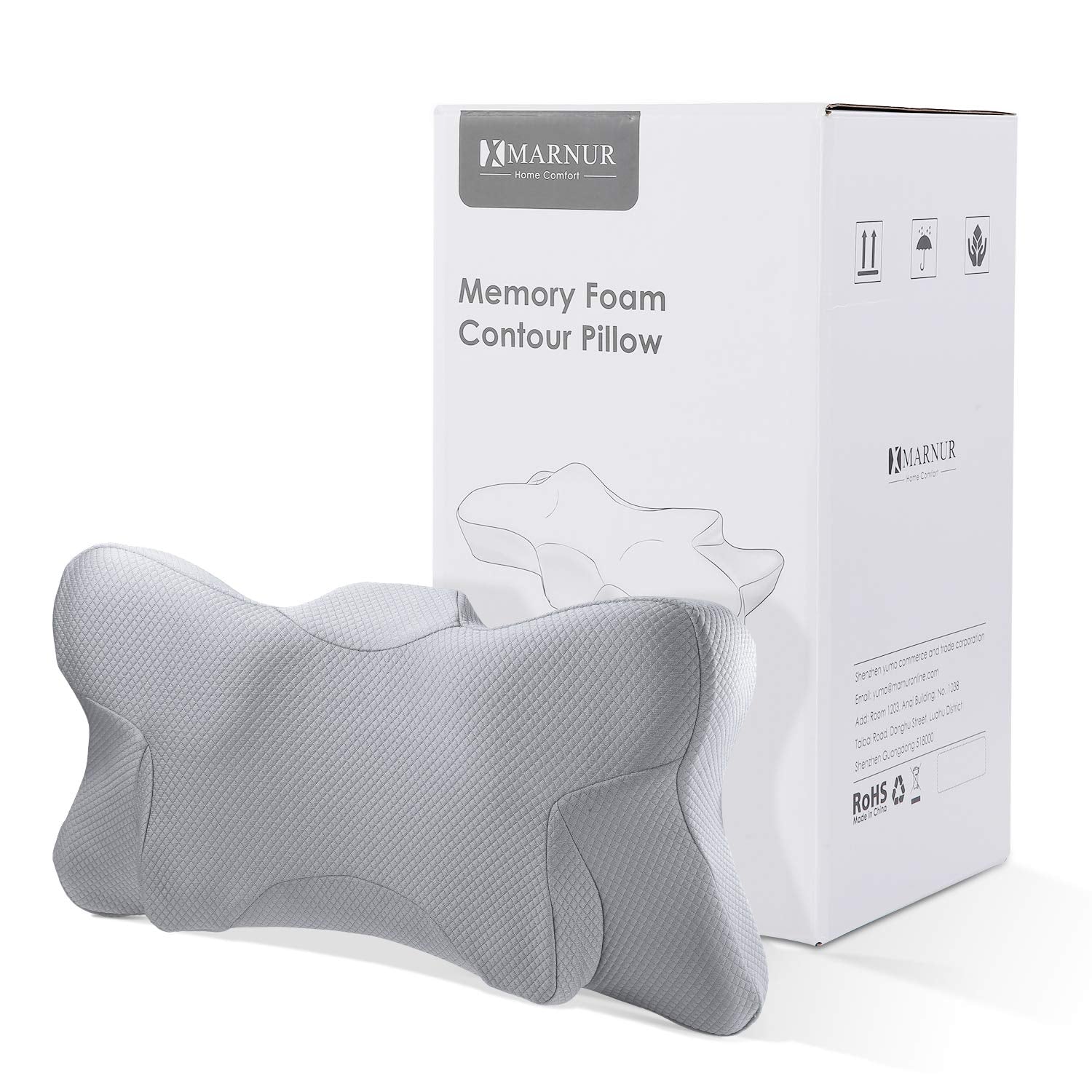 Load image into Gallery viewer, Neck Cervical Pillow Gray Memory Foam Pillow for Neck Shoulder Pain Queen Size Ergonomic Butterfly Shape Side Sleeper Pillow Anti-Snoring Relief for Side Back Stomach Sleepers