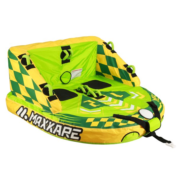Load image into Gallery viewer, Maxkare 2 Person Inflatable Towable Tube for Boating, Front & Back Tow Points with Foam Seats, Multiple Handles