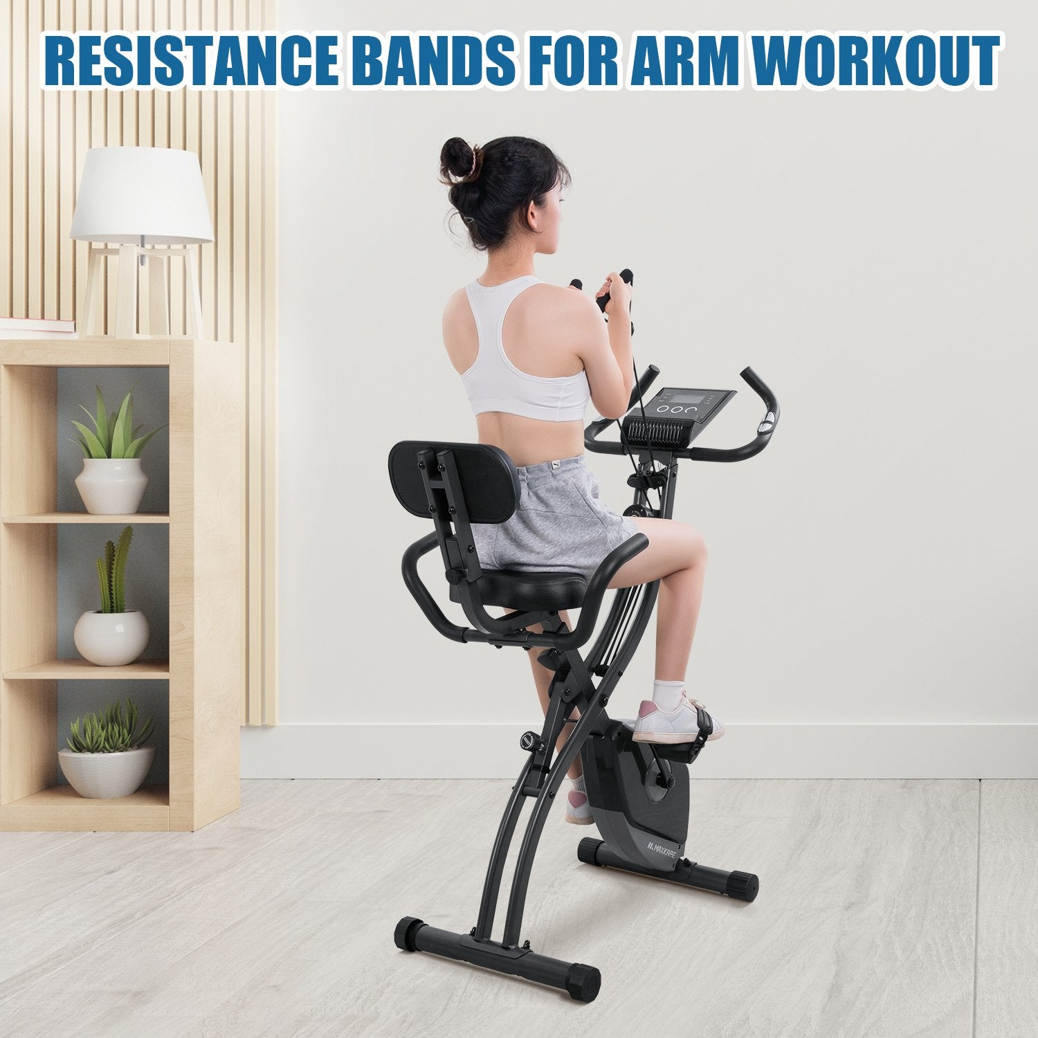 Load image into Gallery viewer, Exercise Bike Stationary Bike Folding Exercise Bike Foldable Magnetic Upright Recumbent Bike Cycling 3 in 1 Exercise Bike with Arm Resistance Bands Perfect for Men and Women at Home