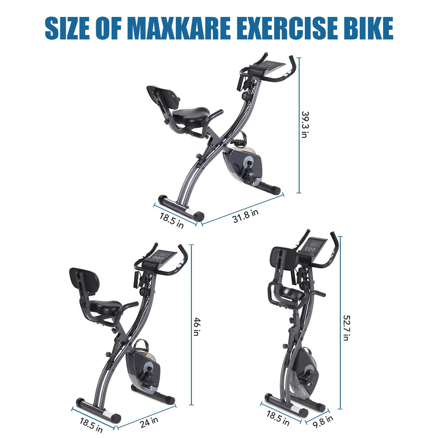 Load image into Gallery viewer, Exercise Bike Stationary Bike Folding Exercise Bike Foldable Magnetic Upright Recumbent Bike Cycling 3 in 1 Exercise Bike with Arm Resistance Bands Perfect for Men and Women at Home
