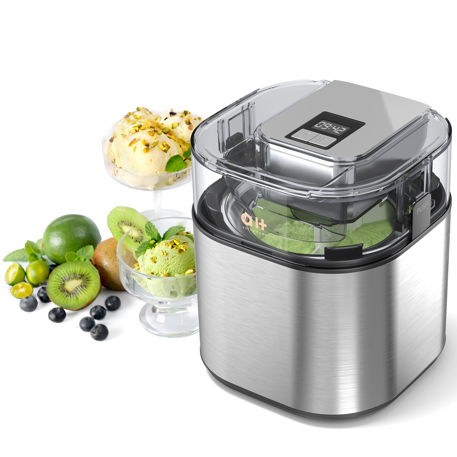 Load image into Gallery viewer, 1.5QT Ice Cream Maker with LCD Digital Display and Countdown Timer Control Panel Fruit Sorbet and Frozen Yogurt Machine for home, Recipe included