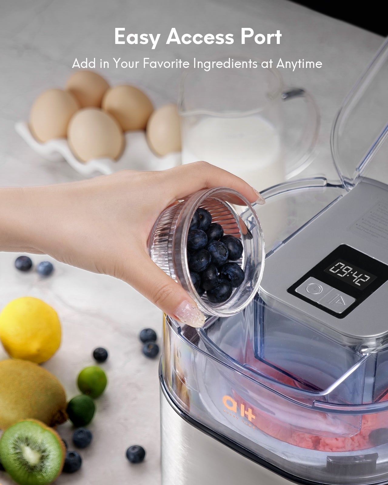 Load image into Gallery viewer, 1.5QT Ice Cream Maker with LCD Digital Display and Countdown Timer Control Panel Fruit Sorbet and Frozen Yogurt Machine for home, Recipe included