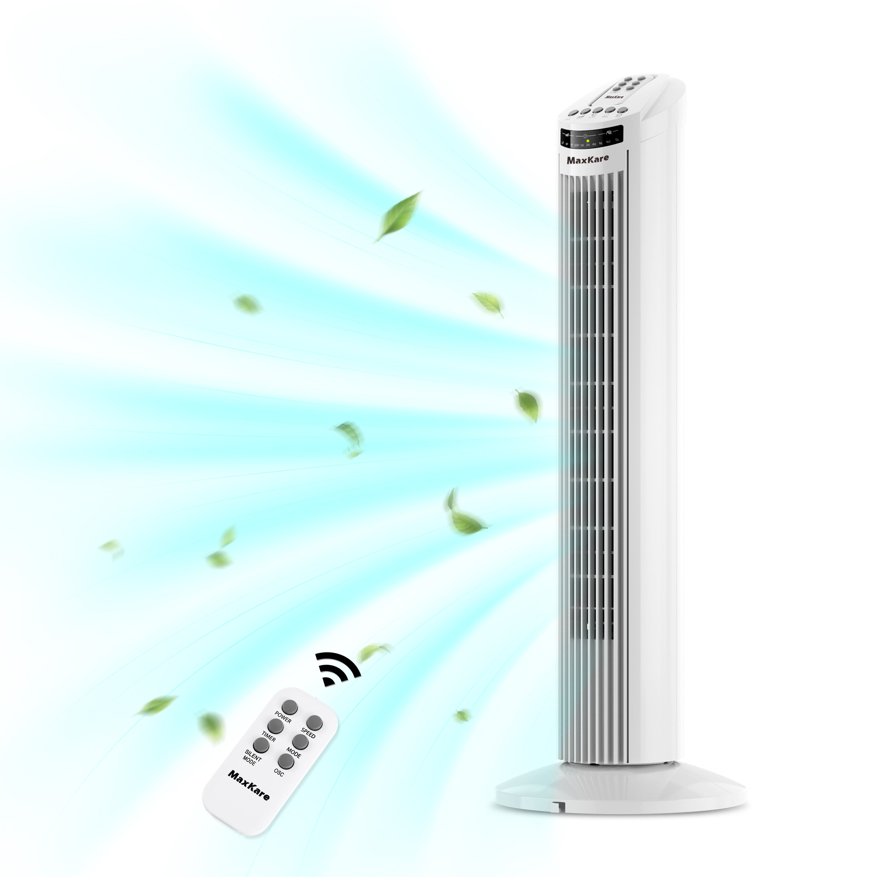 Load image into Gallery viewer, Maxkare 30&#39;&#39; Tower Fan with Remote Control, 3 Modes &amp; 3 Wind Speeds, 7.5H Timer, Quiet Cooling, Space Saving, White

