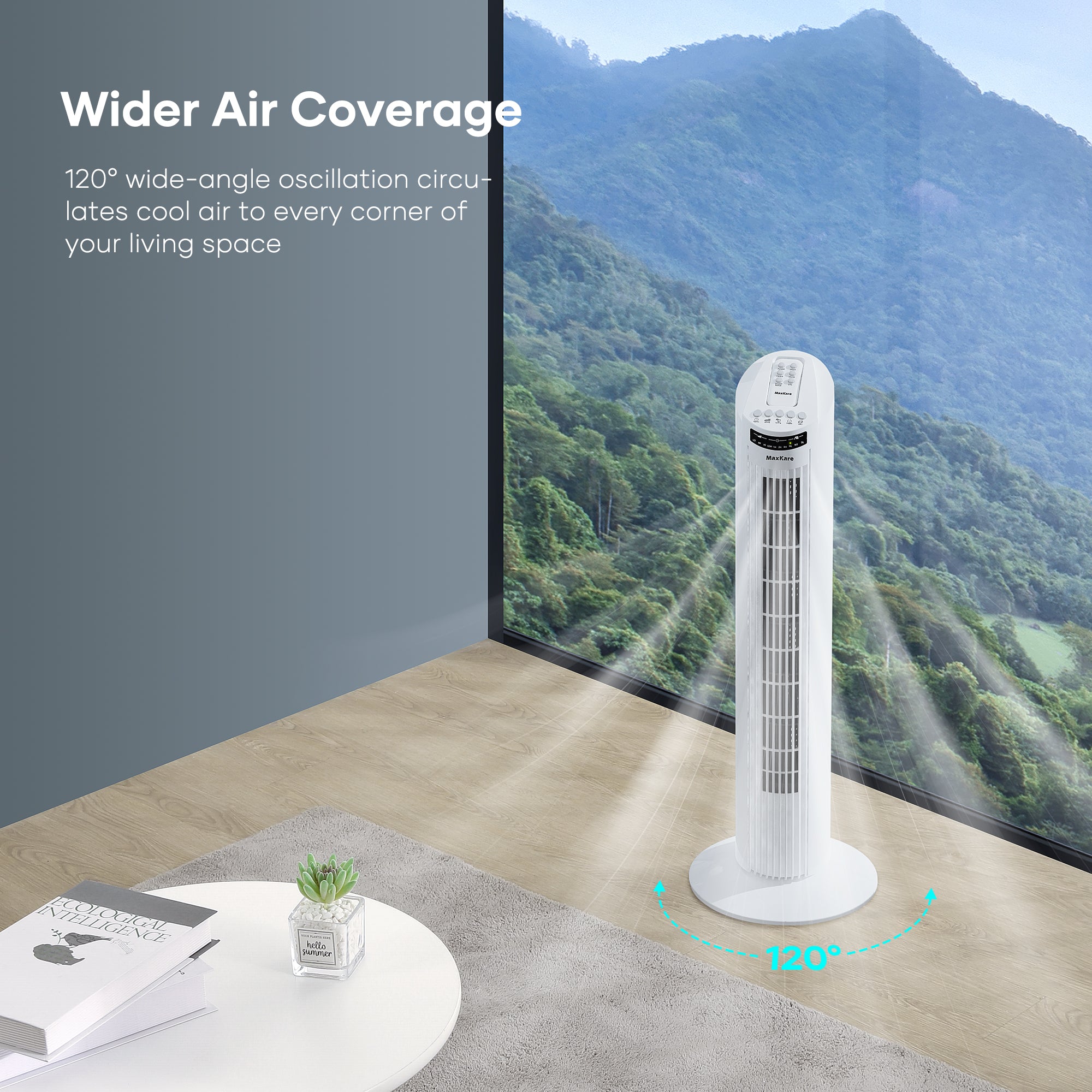 Load image into Gallery viewer, Maxkare 30&#39;&#39; Tower Fan with Remote Control, 3 Modes &amp; 3 Wind Speeds, 7.5H Timer, Quiet Cooling, Space Saving, White
