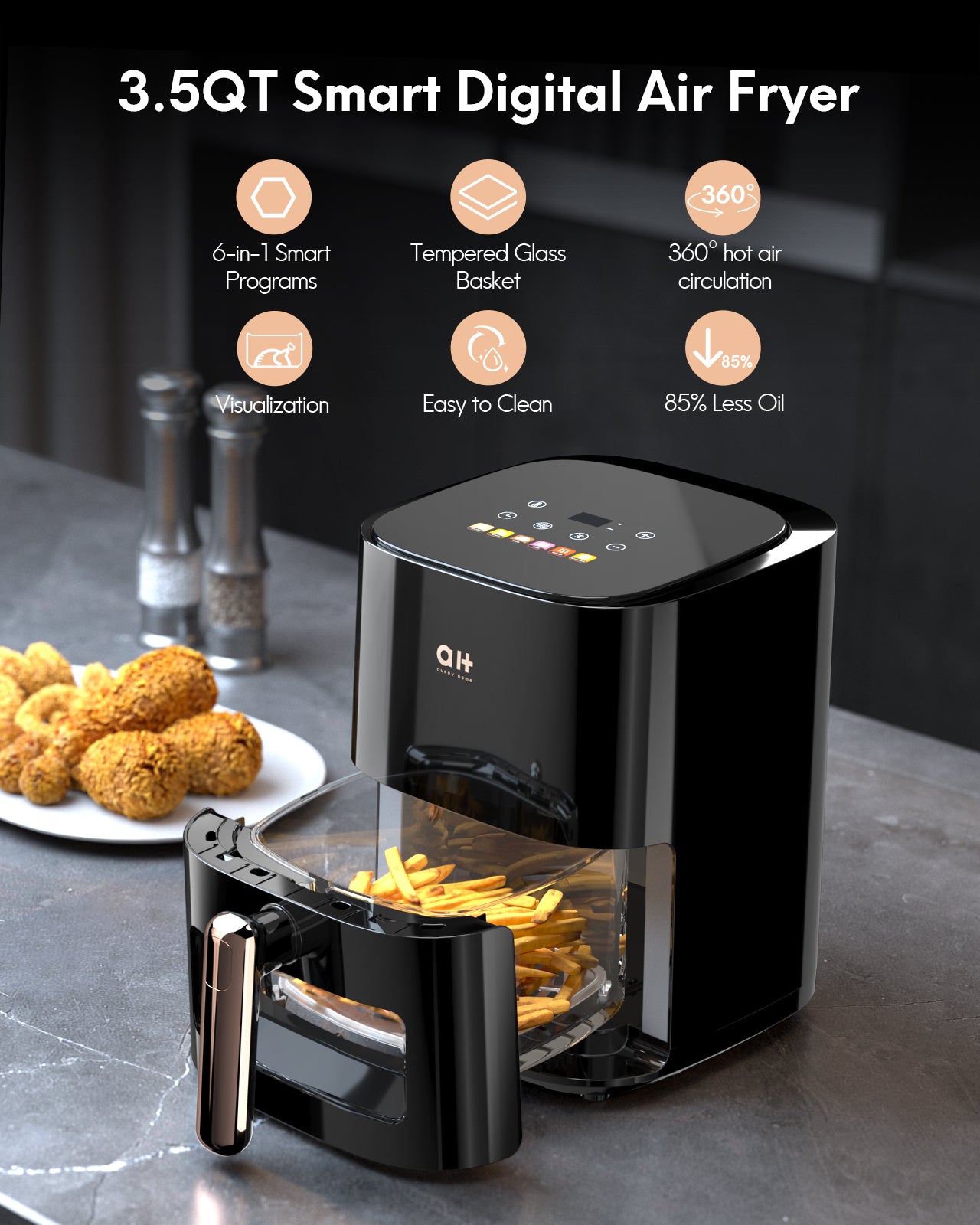 Load image into Gallery viewer, 3.5QT Air Fryer, Oilless Air Fryer Oven Cooker with LED Screen, Nonstick Dishwasher Safe Basket