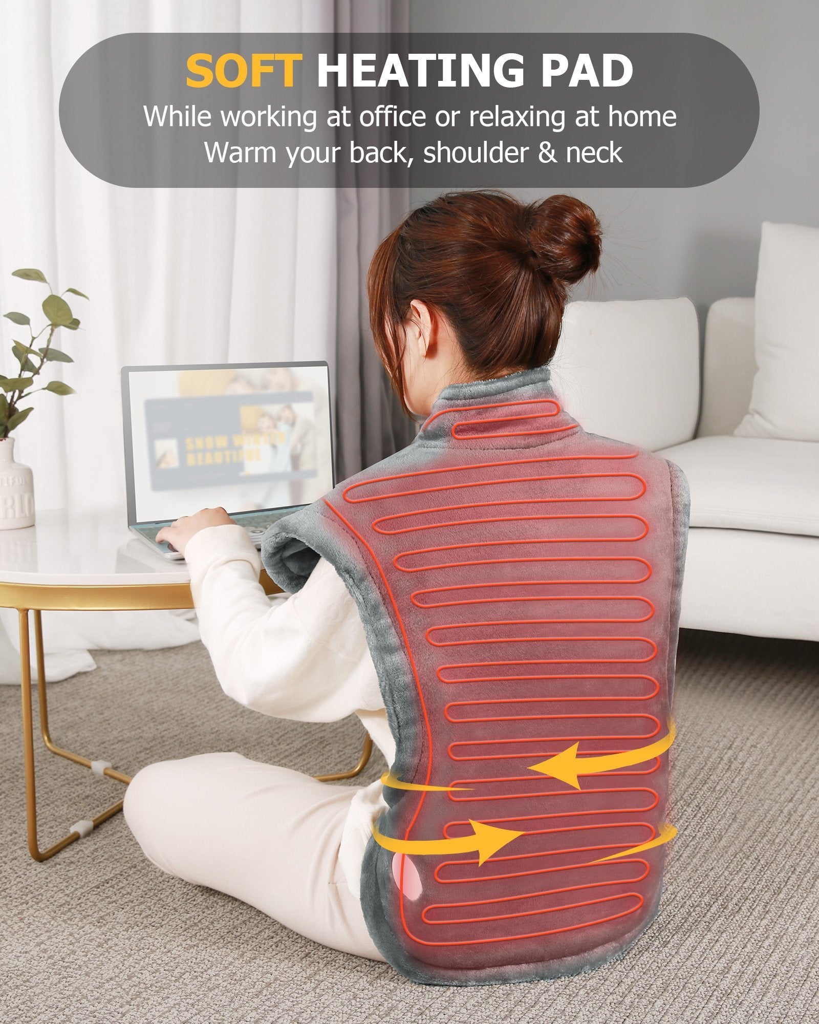 Load image into Gallery viewer, Electric Heating Pad Warm Back Wrap with 4 Levels Temperature Settings for Neck Shoulder Back, 2 Hours Auto Shut Off, Machine Washable - NAIPO