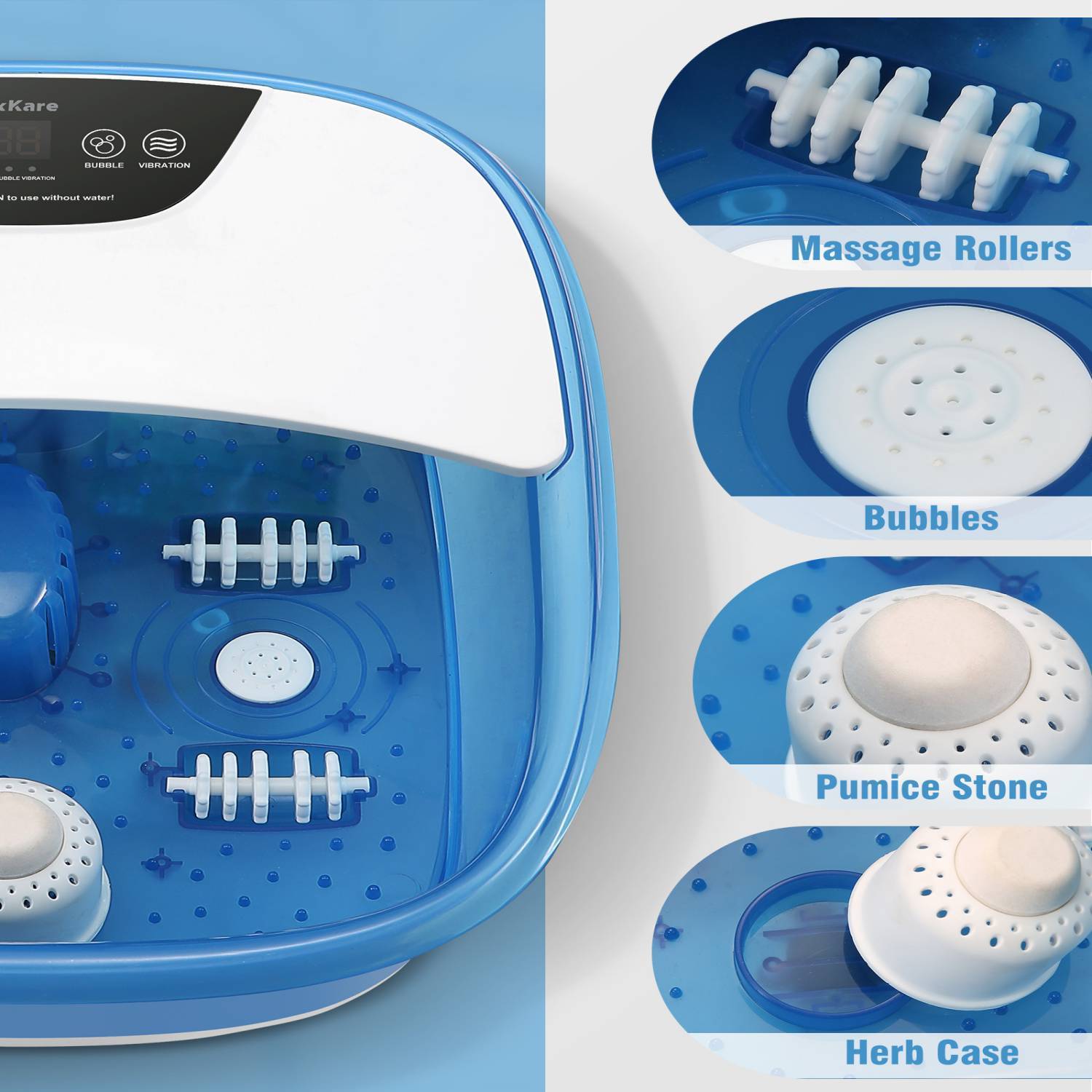 Load image into Gallery viewer, Foot Spa Bath Bucket Massager with Heat Bubbles, Grinding Stone, with 4 Masssaging Rollers, Digital Temperature Control, Pedicure Foot Soak Relax leg muscles, Comfort Feet Help Sleep Home Use - NAIPO