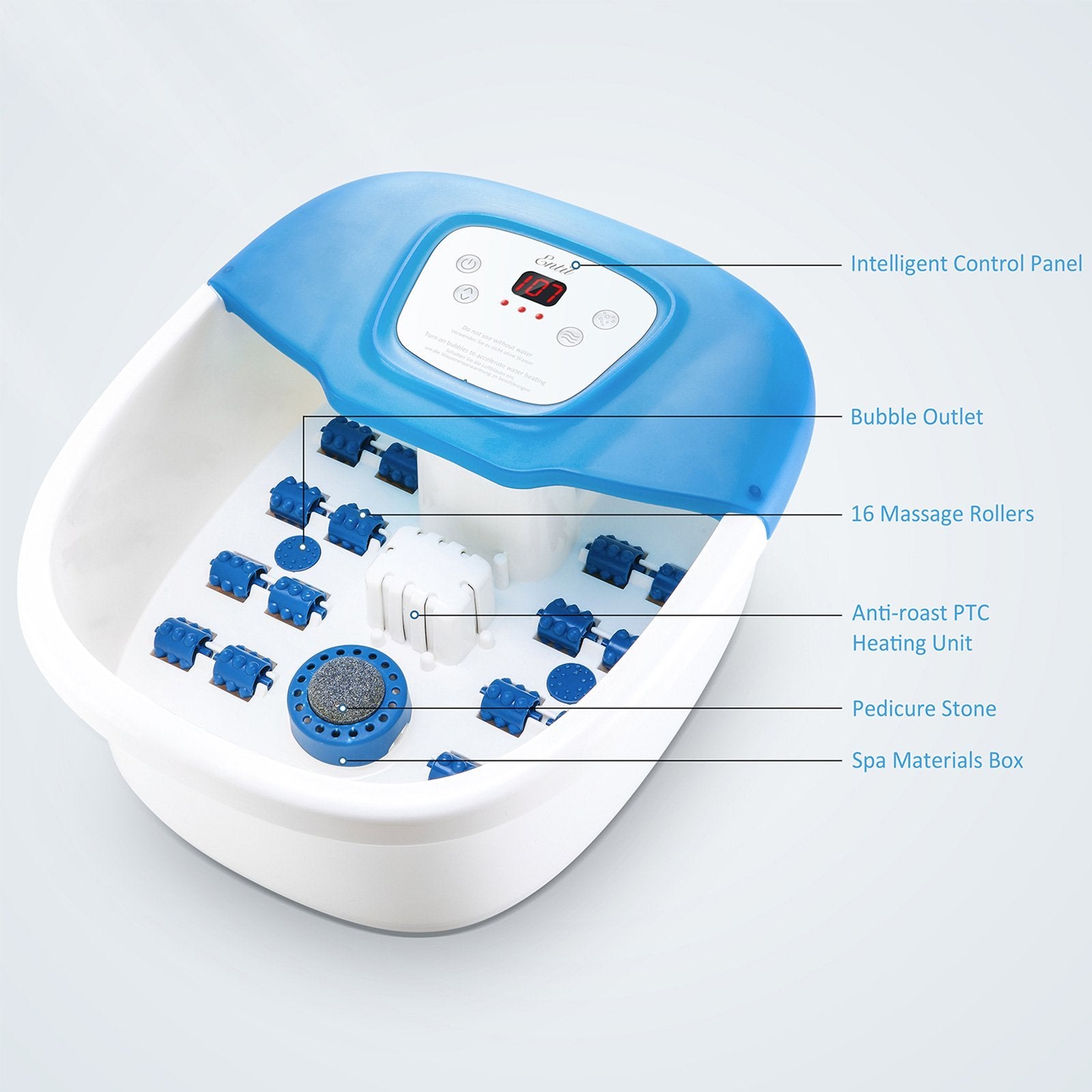 Load image into Gallery viewer, Foot Spa Bath Massager with Heat Bubbles Vibration, Heated Foot Bath Tub with Pedicure Grinding Stone, 16 Massage Rollers, Digital Temperature Control, Home Use - NAIPO
