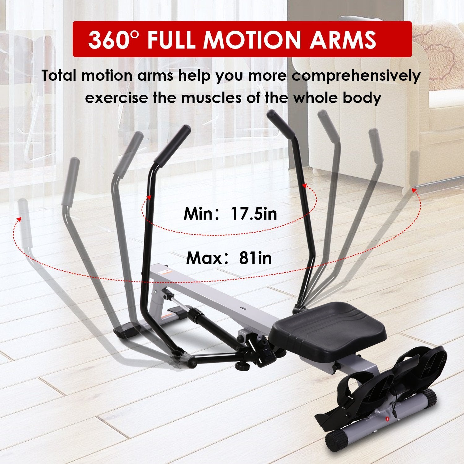 Load image into Gallery viewer, Full Motion Rowing Machine for Home Use Foldable Hydraulic Rower Rowing Machine - NAIPO