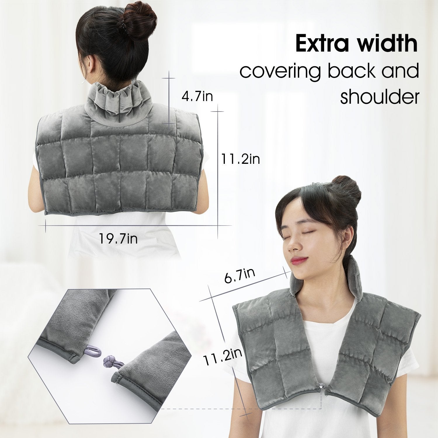 Load image into Gallery viewer, Heated Neck & Shoulder Wrap Calming Heat Weighted Heating Pad Microwavable for Neck, Herbal Aromatherapy with 100% Natural Lavender & Herb, Use in Microwave or Freezer - NAIPO