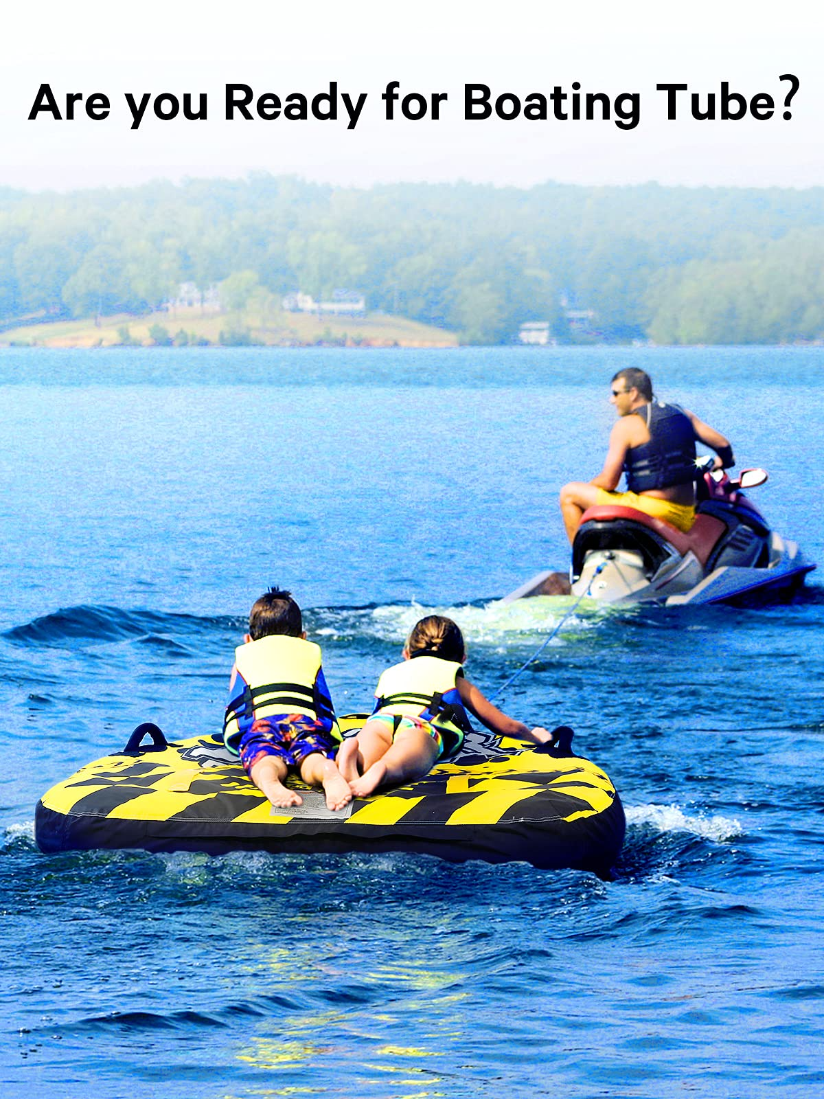 Load image into Gallery viewer, Maxkare Towable Tube for Boating 2 Riders Inflatable Towable Boat Tube for Women Men Kids, Yellow