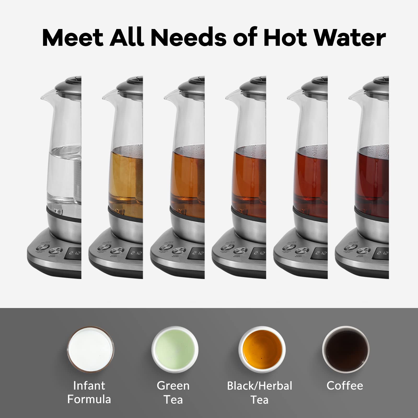 Load image into Gallery viewer, 1.7L Electric Kettle 1200W Digital Electric Glass Kettle with Quick Heating, Removable Tea Infuser&9-in-1 Programmable Temperature Control, Auto Shutoff, Water Filter