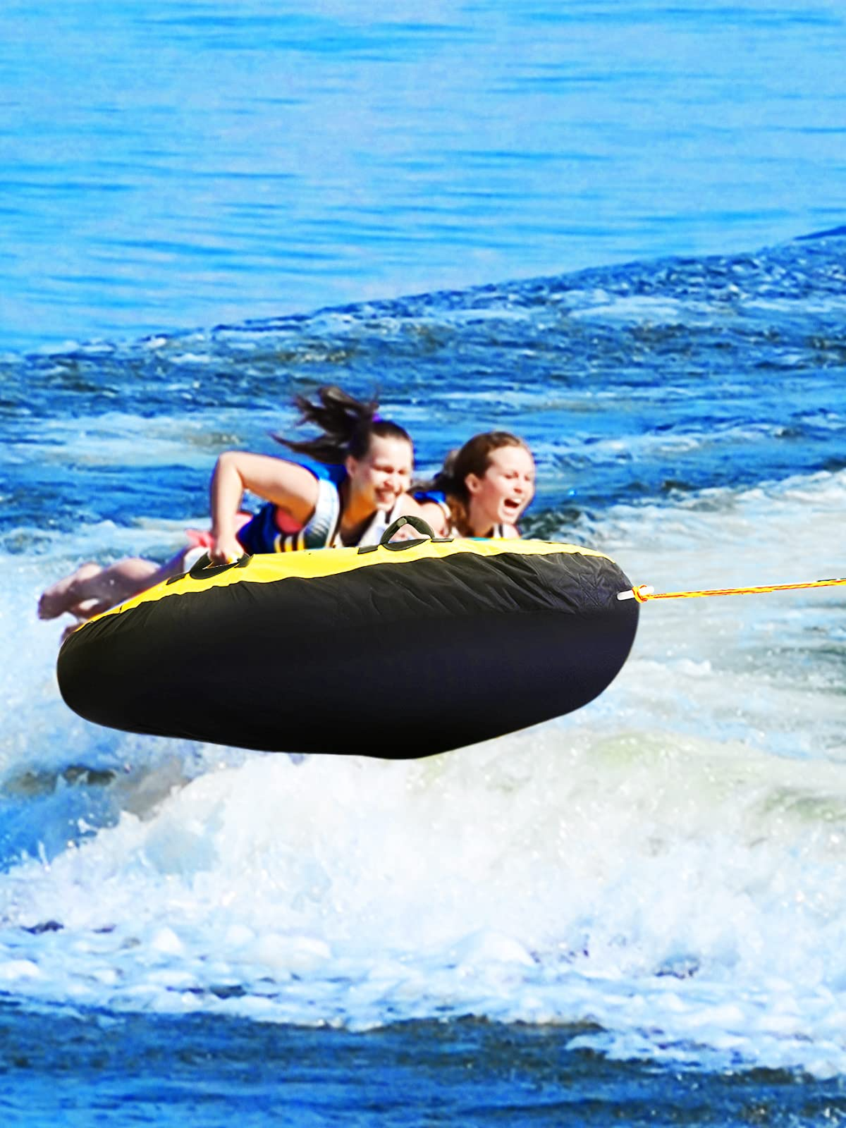 Load image into Gallery viewer, Maxkare Towable Tube for Boating 2 Riders Inflatable Towable Boat Tube for Women Men Kids, Yellow