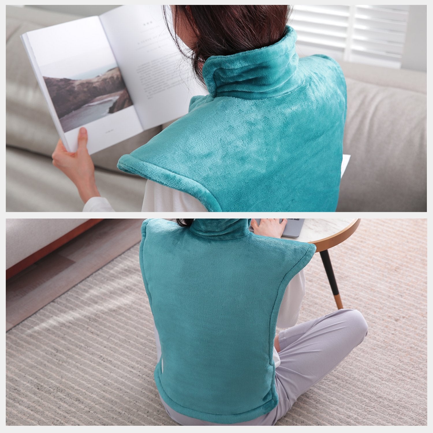 Load image into Gallery viewer, Large Heating Pad for Back and Shoulder, 24"x33" Heat Wrap with Fast-Heating and 5 Heat Settings, Auto Shut Off Available - Lagoon - NAIPO