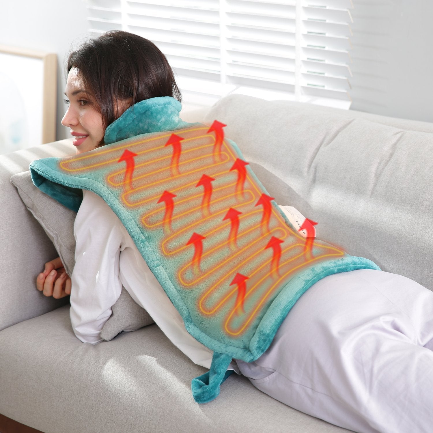 Load image into Gallery viewer, Large Heating Pad for Back and Shoulder, 24"x33" Heat Wrap with Fast-Heating and 5 Heat Settings, Auto Shut Off Available - Lagoon - NAIPO