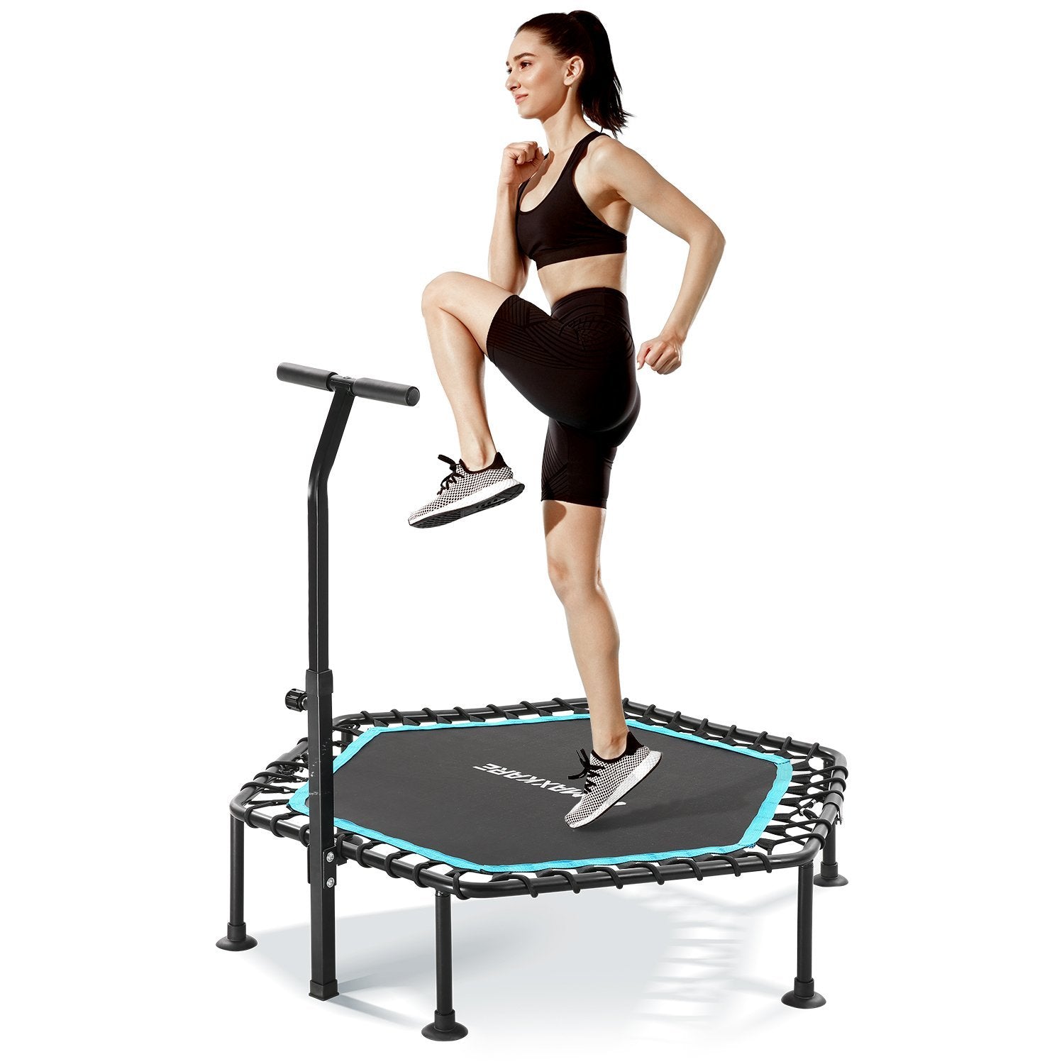 MaxKare 50 Spring-less Fitness Trampoline Hexagon Exercise Rebounder,  3-Level Adjustable Foam Handle – MAXKARE