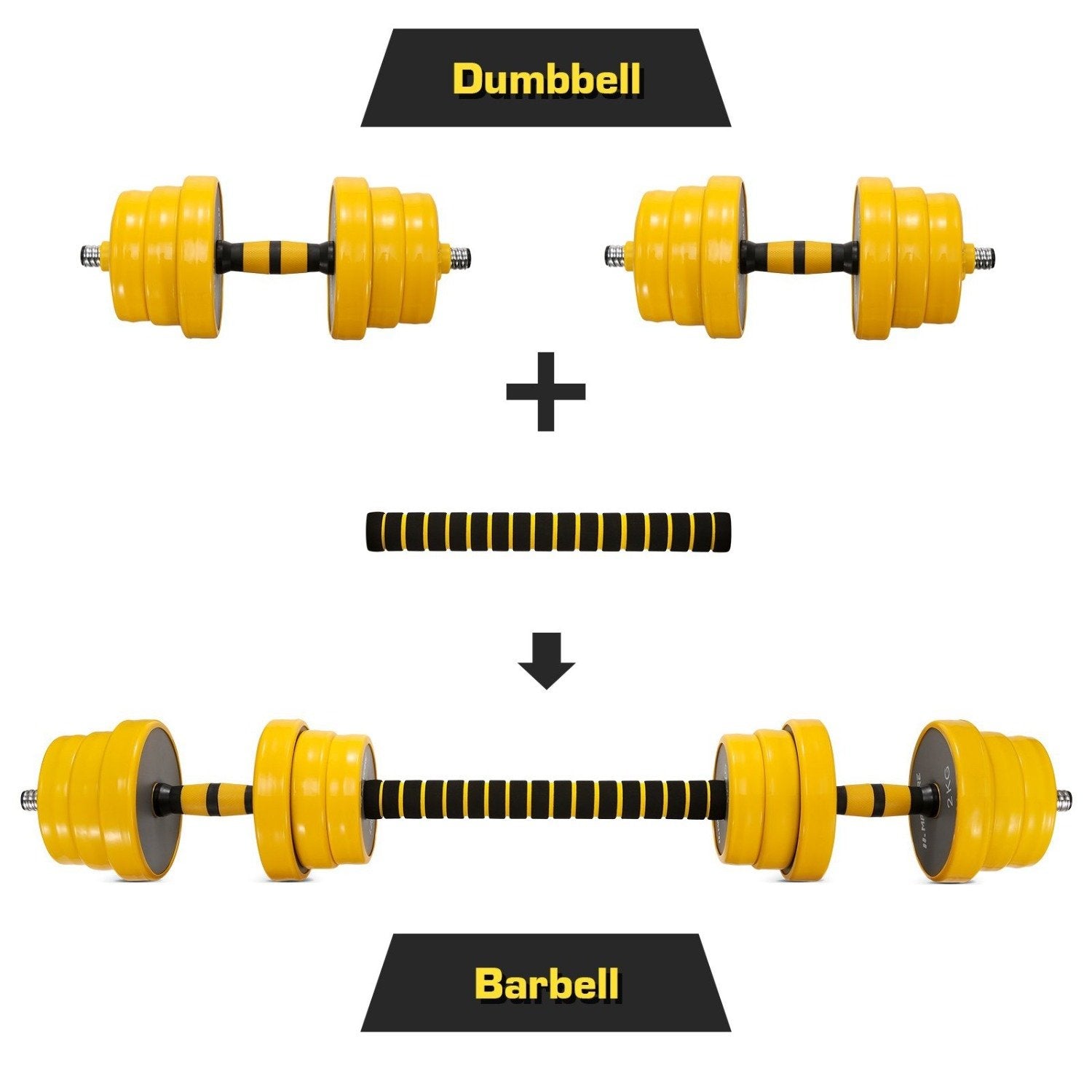 Load image into Gallery viewer, Maxkare Adjustable Dumbbell Barbell Weight Set, 44 Lbs Weight Set, Dumbbell Barbell 2 in 1 with Non-Slip Neoprene Hand and Connecting Rod Home Gym Equipment for Men and Women - NAIPO