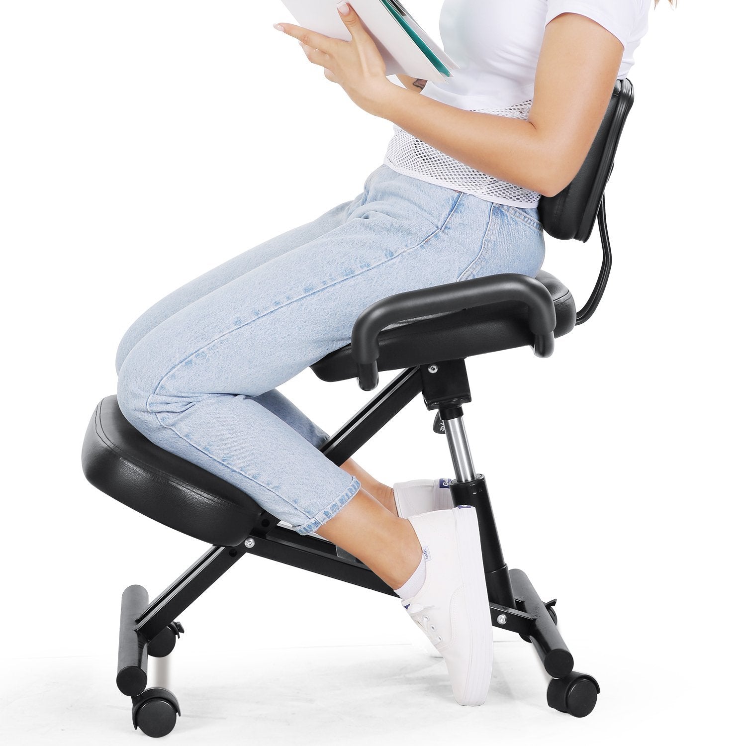 Kneeling Chair Ergonomic Desk Chair Office Chair，Improve Posture and Blood  Circulation with Back Support Designed ZHJING (Color : Blue)