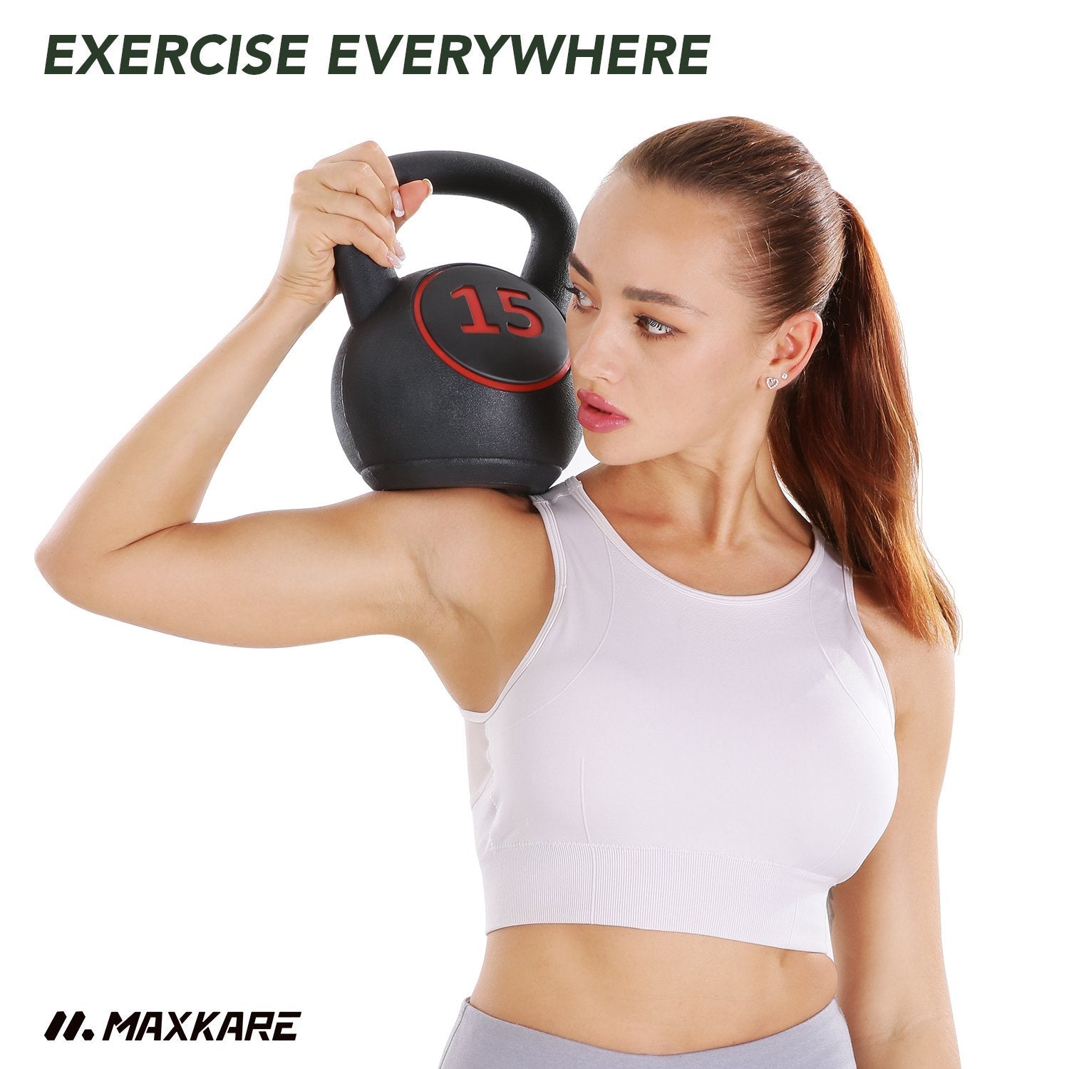 Load image into Gallery viewer, MaxKare Kettlebell Set 3-Piece Wide Handle HDPE Coated 5lb, 10lb, 15lb Weights Kettlebells with Storage Rack Exercise Fitness for Strength Training Home Gym - NAIPO