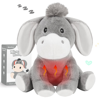 MaxKare Microwavable Heating Pad Heatable Stuffed Animal for Anxiety and Ache Relief, Bedtime, Cuddle & Companion, for Kids & Adults, Gifts for Women & Girls, Donkey