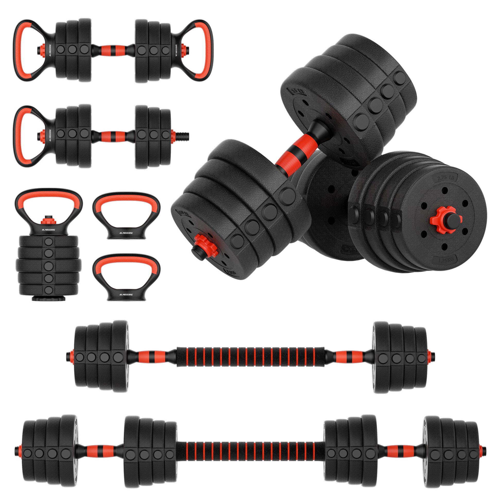 MaxKare 66LB Adjustable Weight Dumbbell Set in Set as Dumbbell