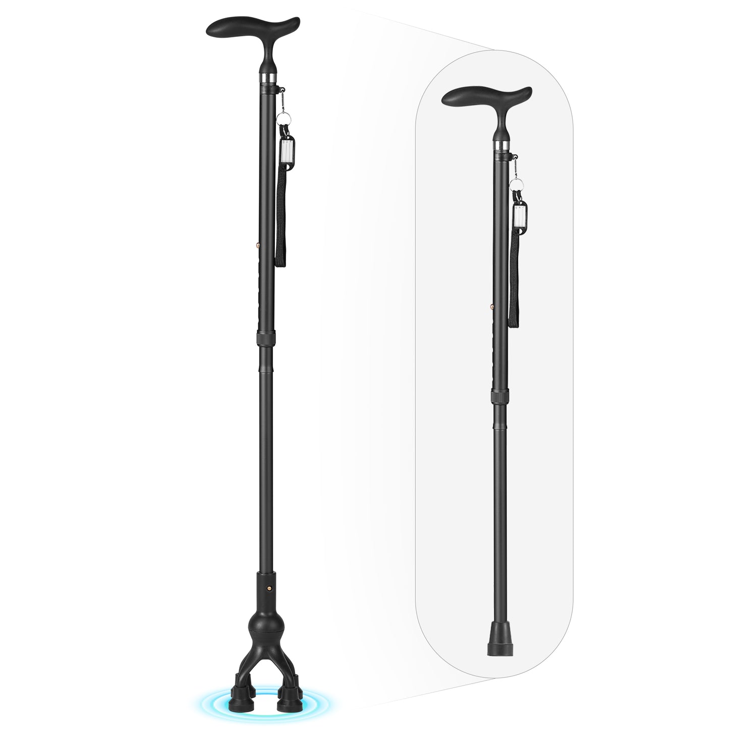 MaxKare Folding Walking Canes with Comfort Grip, 37"-41" Adjustable - Black