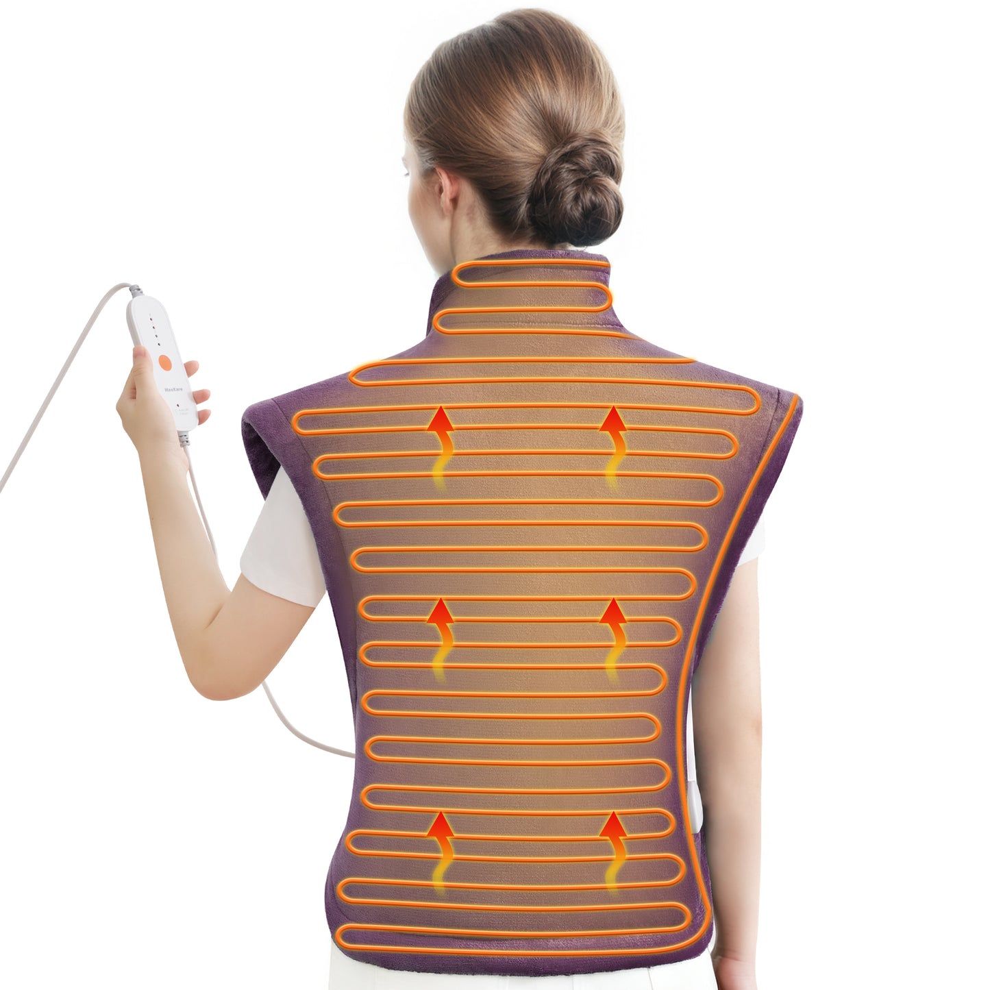 MaxKare Large Heating Pad with 4 Heat Settings & Auto Shut-off, for Full Body Stress Relief, 24"x33"- Purple