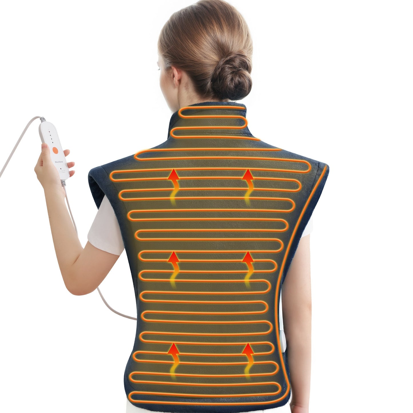 MaxKare Ultra Soft Heating Pad with 4 Heat Settings & Auto Shut-off, for Full Body Stress Relief, 24"x33"- Navy Blue