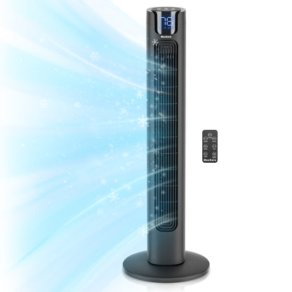 MaxKare Tower Fan, 36" Ultra Quiet 50dB Standing Floor Fan, 24H Timers, 75° Oscillation, Remote & No-Light Sleep Screen, Black