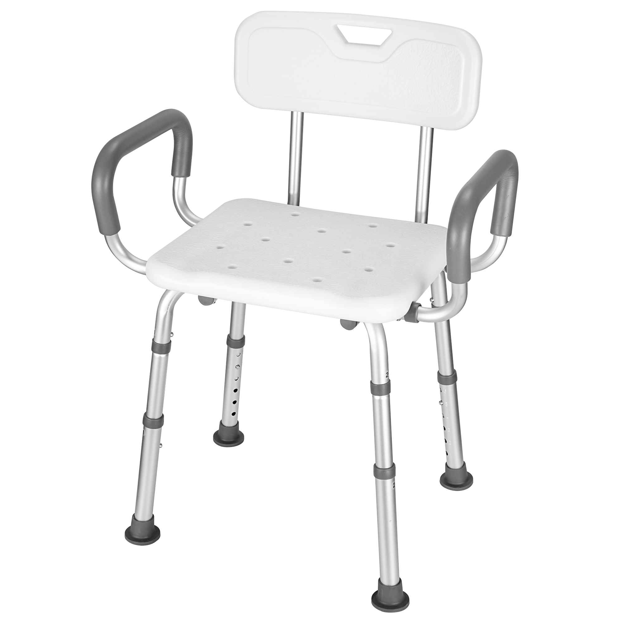 Load image into Gallery viewer, Shower Chair with Back and Padded Armrests, Adjustable Height

