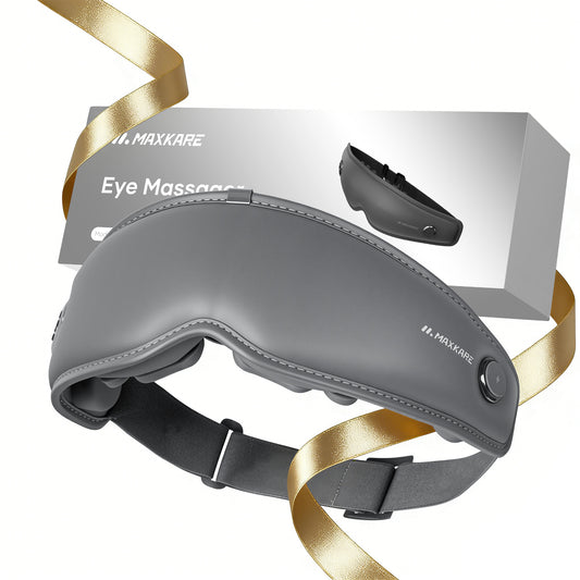 MaxKare Eye Massager with Heat, Vibration, Air Pressure for Relieve Eye Strain Dry Eye Headaches Foldable Rechargeable Shiatsu Massager