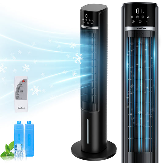 MaxKare 40" Evaporative Air Cooler, 3 Modes 12H Timers Oscillating Tower Fan, Black