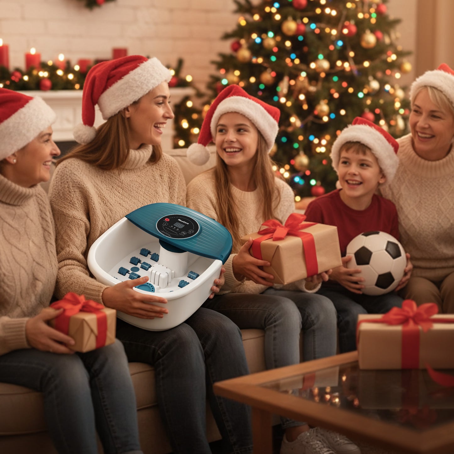 MaxKare Foot Spa Bath Massager with Heat, Bubbles, and Vibration, Digital Temperature Control, 16 Detachable Massage Rollers, Soothe and Comfort Feet
