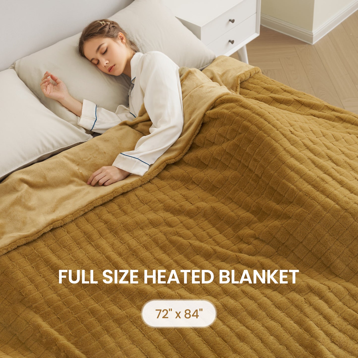 MaxKare Heated Blanket Full Size with 6 Heat Settings, 10H Auto-off, Faux Fur/Flannel, Plaid Pattern Winter Blanket