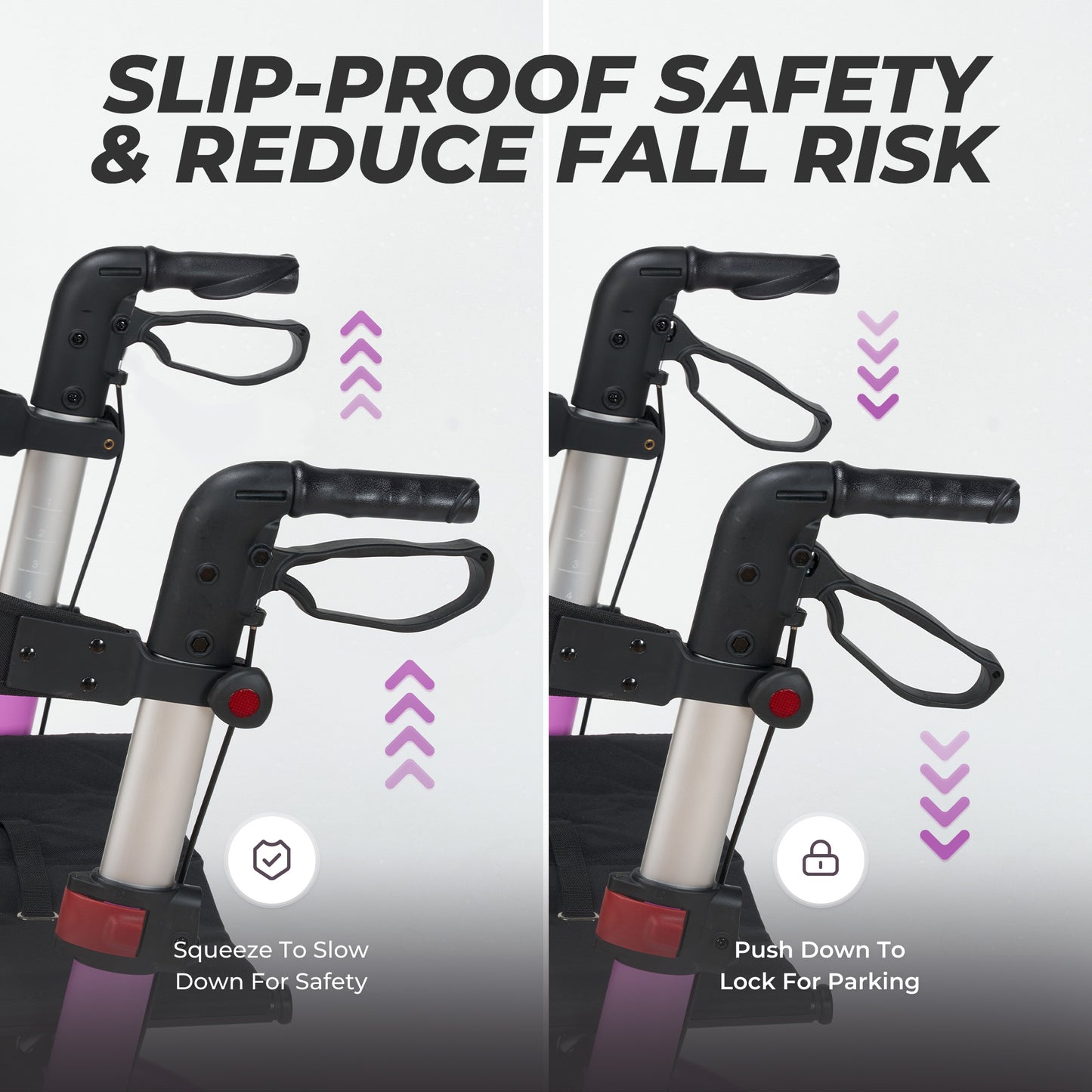 MaxKare Rollator Walker with Seat, Foldable 4 Wheel Rolling Medical Walker, Purple