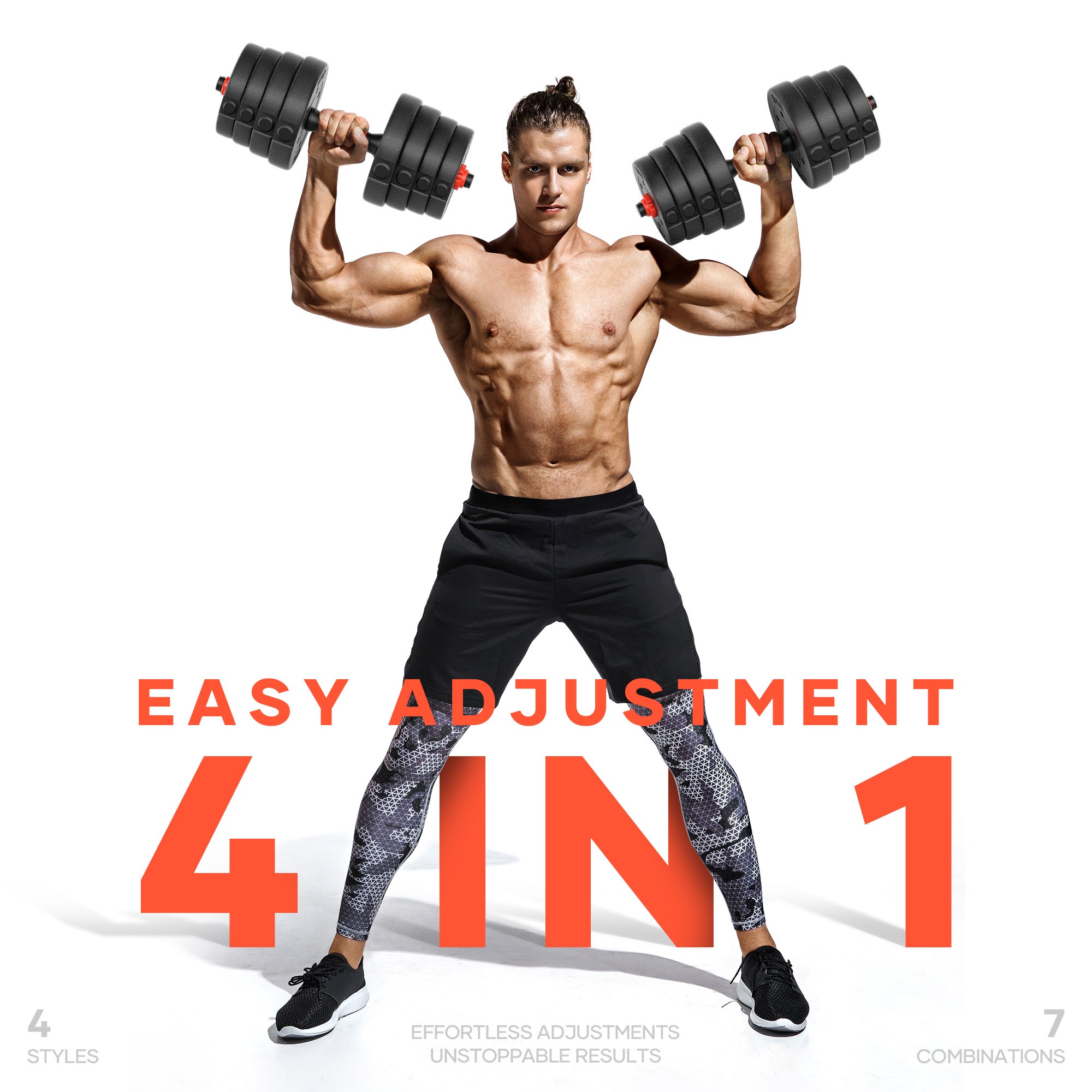 Set Manubri Regolabili Kayman 20kg – 6-in-1 Con Sistema A Dischi, Bilanciere E Manubri Per Home Fitness