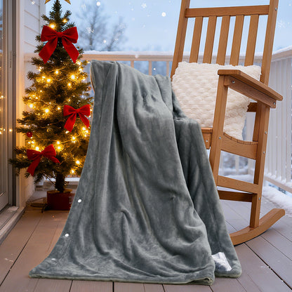 MaxKare Heated Throw Blanket 50" x72", 6 Heat Levels, 4H Auto-off, 3 Button Adjust Fix, OEKO TEX Certified, Dual Soft Flannel, Light & Dark Gray