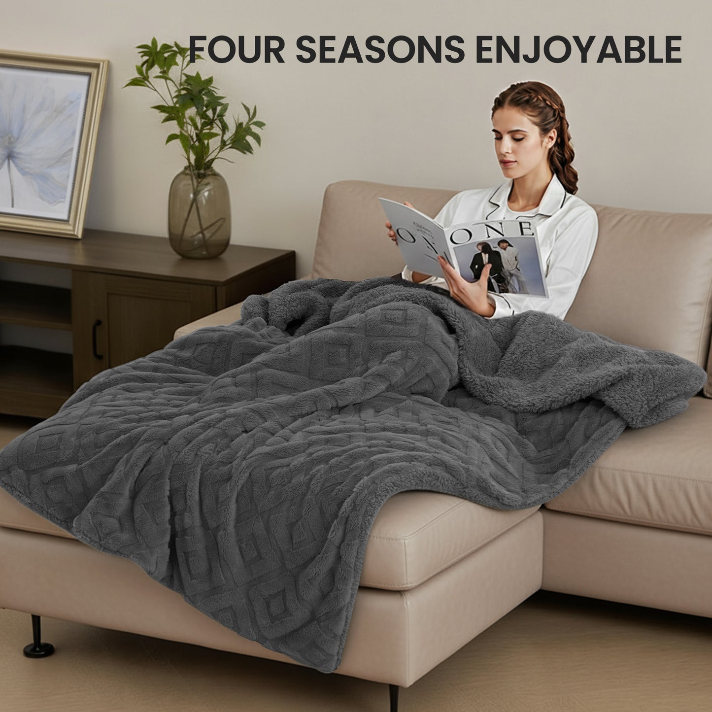 MaxKare Electric Heated Blanket with ETL Certified, 6 Heating Levels, 10H Auto off, Faux Fur & Shu Velvet, 72" x 84" Gray