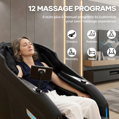 MaxKare Massage Chair Full Body, Zero Gravity, SL-Track Shiatsu Massage with Heat, Voice Control, Bluetooth, Foot Roller, Black