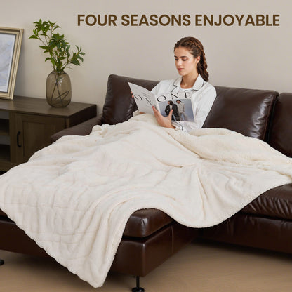 MaxKare Electric Heated Blanket with Faux Fur & Shu Velvet, 6 Heating Levels, 10H Auto off, ETL Certified, White