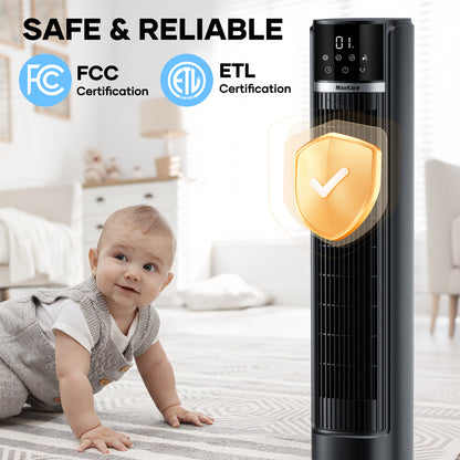 MaxKare 40" Air Cooler, 3 Modes 12H Timers Oscillating Tower Fan Black