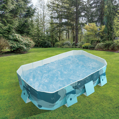 MaxKare Rectangular Inflatable-free Foldable Swimming Pool, Outdoor Backyard Family & Kids Play Pool, Green, 100"