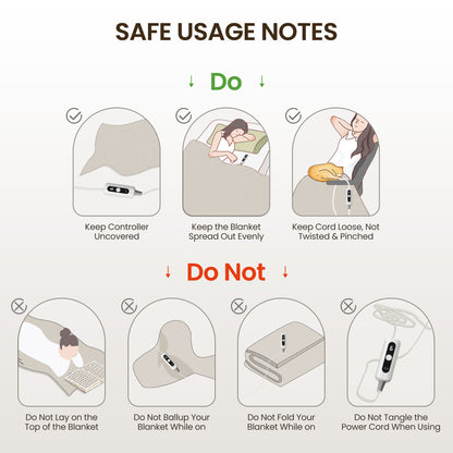 MaxKare Electric Heated Blanket with Faux Fur & Shu Velvet, 6 Heating Levels, 10H Auto off, ETL Certified, White